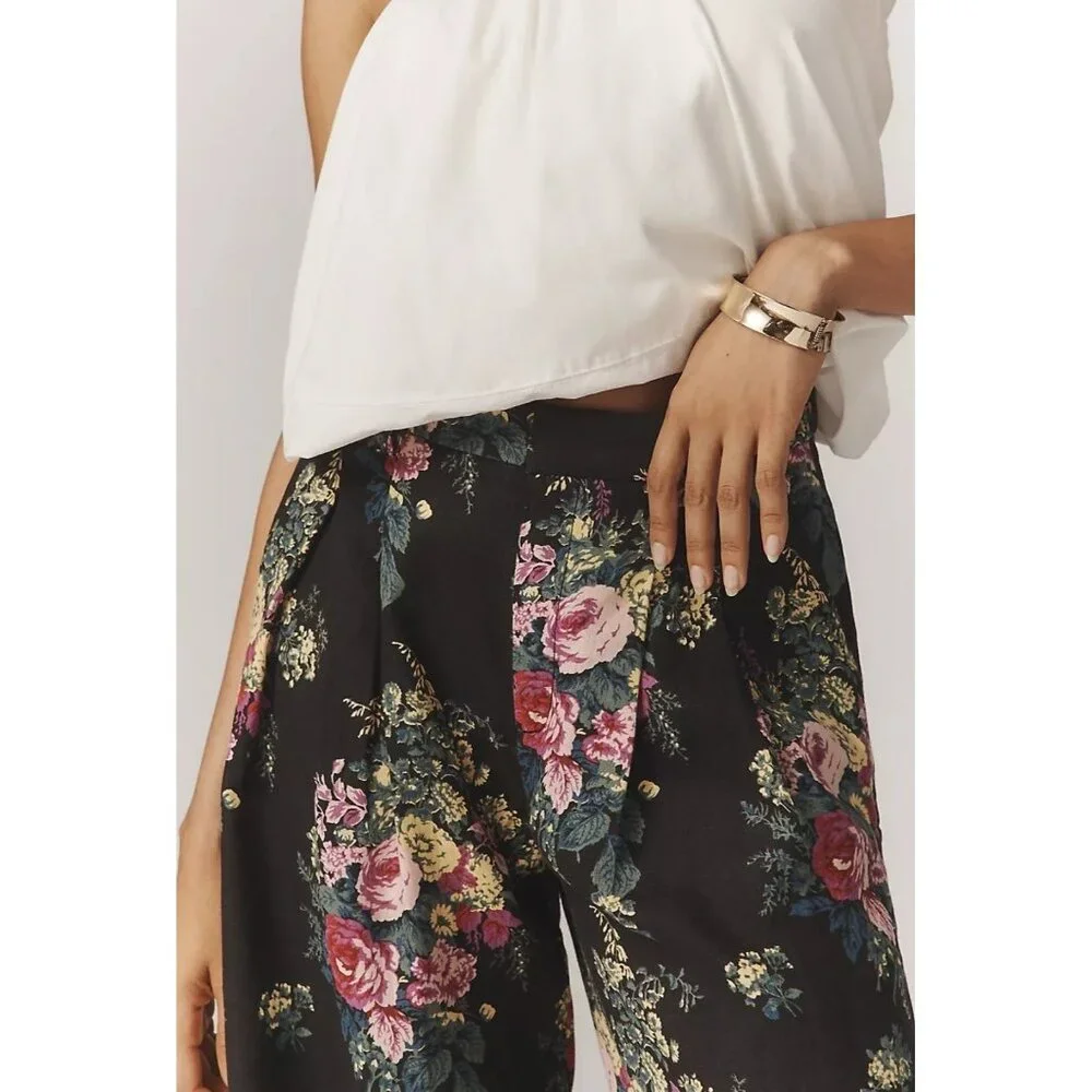 NWT Size M- The Avery Pleated Wide Leg  Trousers Maeve 100% Linen (NWT US$ 148) - Picture 4 of 16